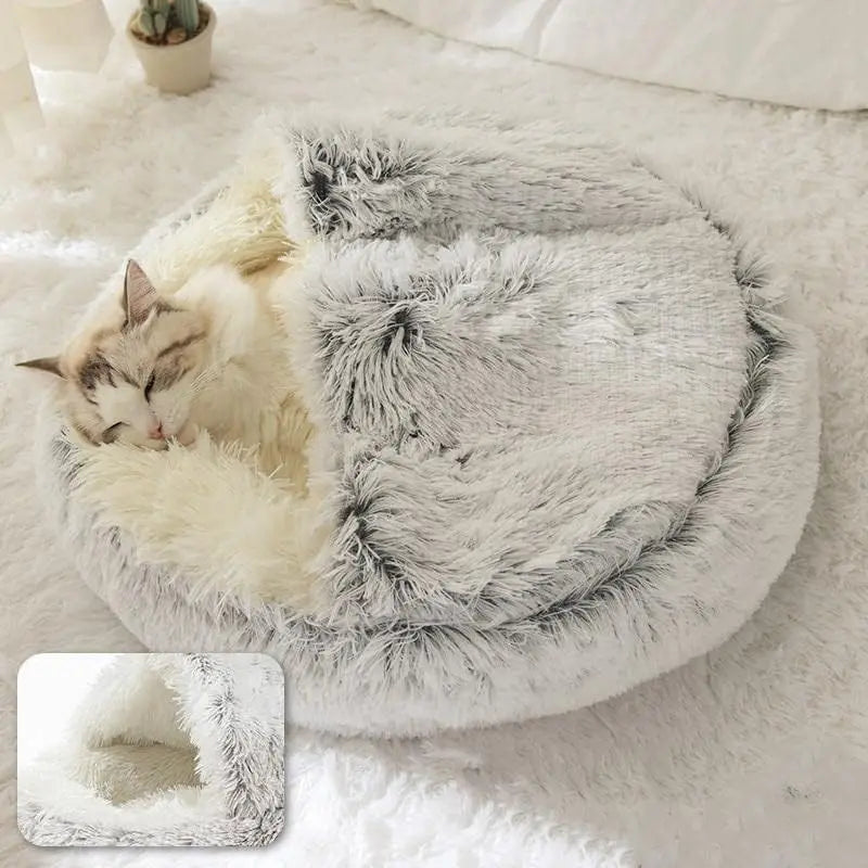 Soft Plush Pet Bed with Cover Nest Cave