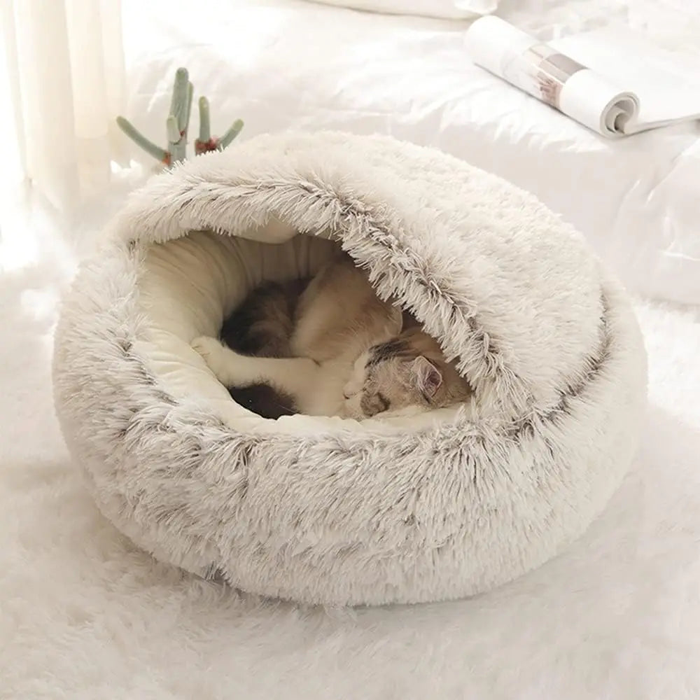 Soft Plush Pet Bed with Cover Nest Cave