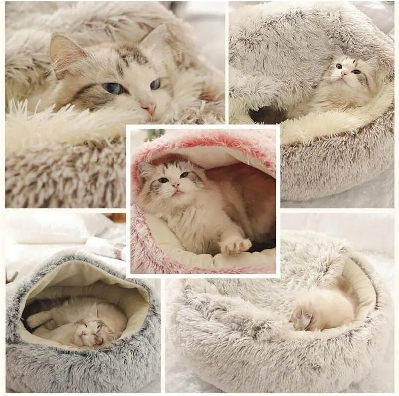 Soft Plush Pet Bed with Cover Nest Cave